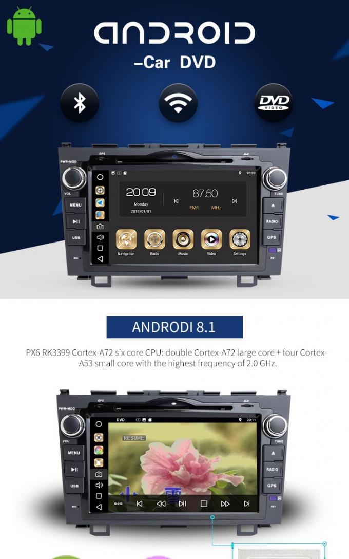 Reproductor de DVD del coche de Android 8,1 Honda con la cámara de la parte posterior del LENGUADO TPMS de DVR