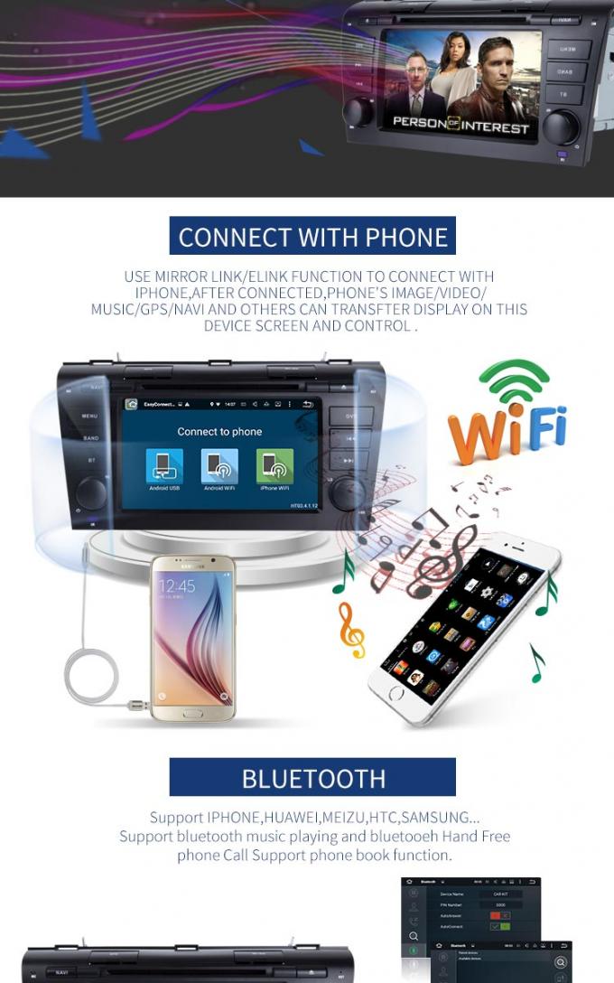 Radio estérea Android 7,1 de PlayerBT del DVD del coche de Android de las multimedias del coche para MAZDA 3
