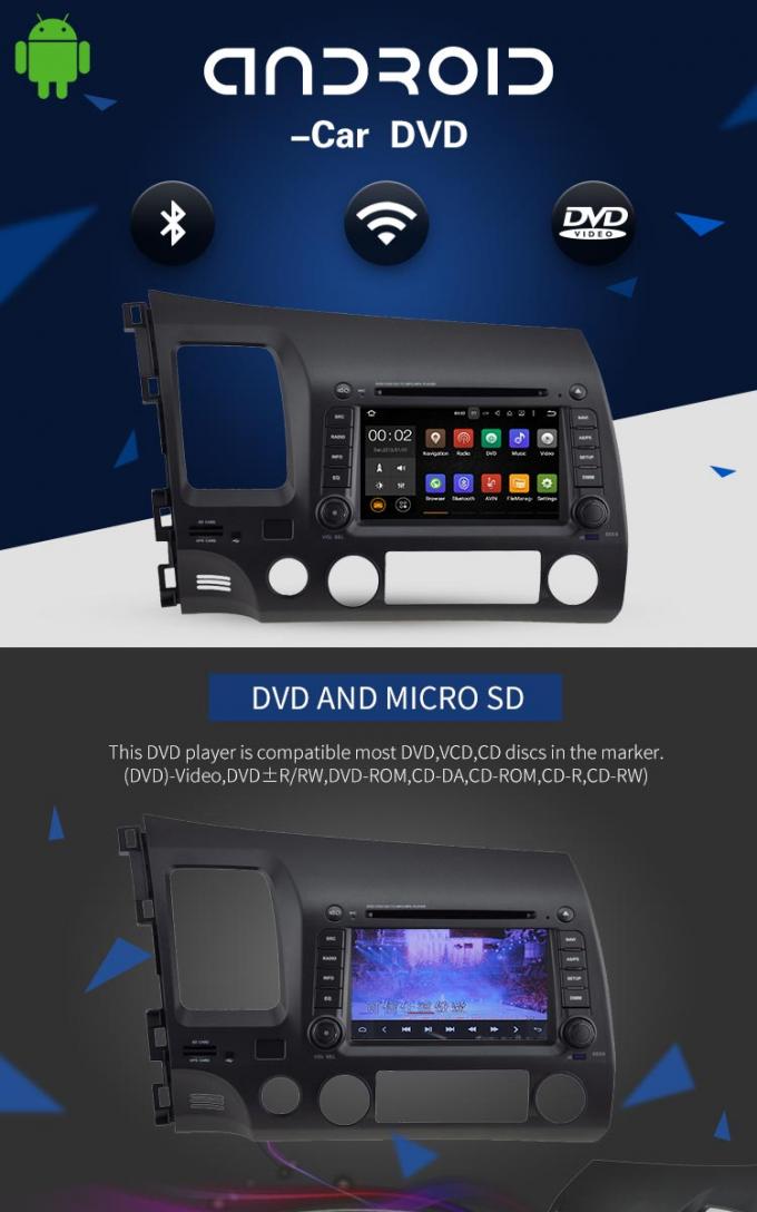 Reproductor de DVD cívico del coche de GPS Honda de las multimedias multi - lengua apoyada