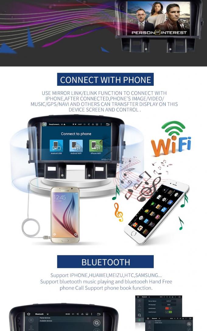 Reproductor de DVD del coche de Android 7,1 Chevrolet con estéreo apto del OEM de la caja de GPS BT TV del monitor