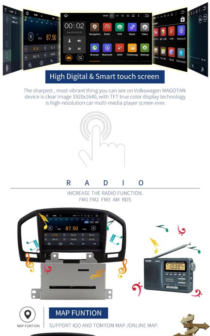 Android 7,1 insignias del reproductor de DVD de la radio de coche de Opel con la radio de las multimedias