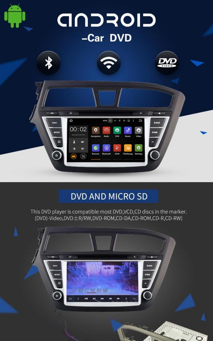 Coche Hyundai Media Player Android 7,1 de la pantalla táctil de 8 pulgadas con la cámara posterior AUX.