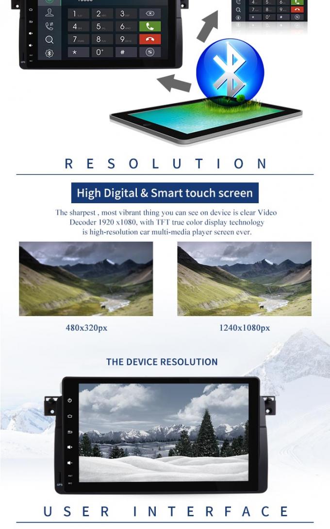Exhibición doble 1280*600 8*3Ghz quad-core del reproductor de DVD HD de Android 8,0 BMW GPS del dinar