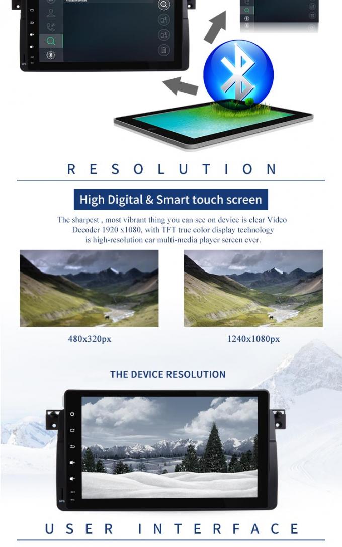 Reproductor de DVD de BMW GPS de la pantalla táctil de 9 pulgadas construido en GPS Android 7,1 para E46
