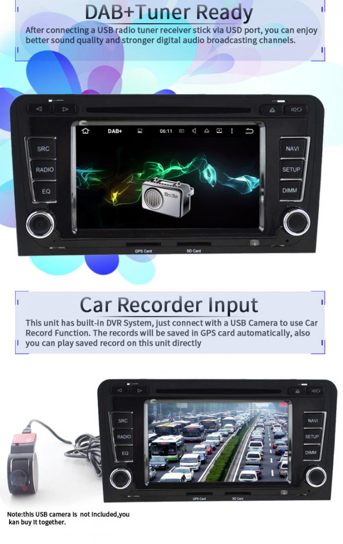 Reproductor de DVD del coche de los Gps Android Audi de la pantalla táctil con Bluetooth Playstore