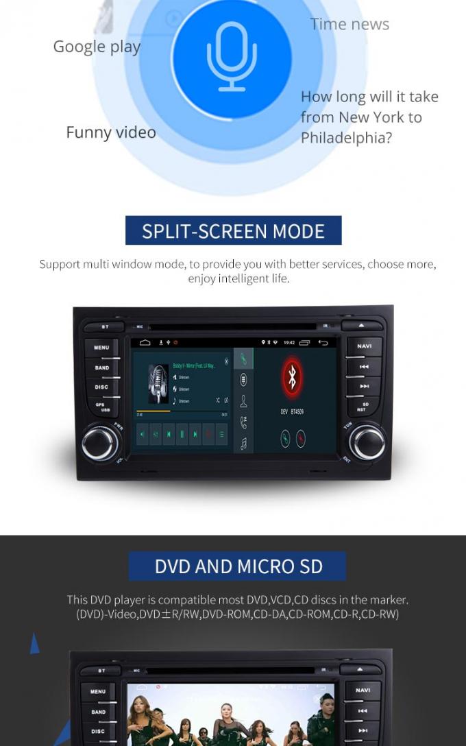 Reproductor de DVD Android 8,1 del coche de Audi de la pantalla táctil de 7 pulgadas con el puerto de USB de la TV GPS