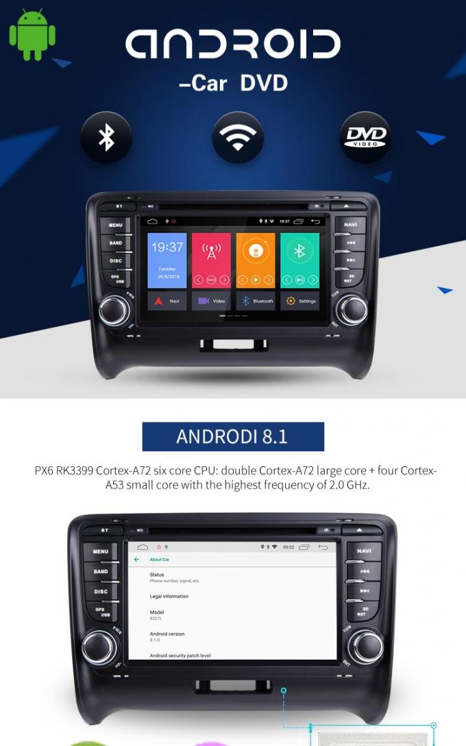 Reproductor de DVD de Android 8.1system Audi, navegación de los Gps del reproductor de DVD del coche de Ublox 6 Android