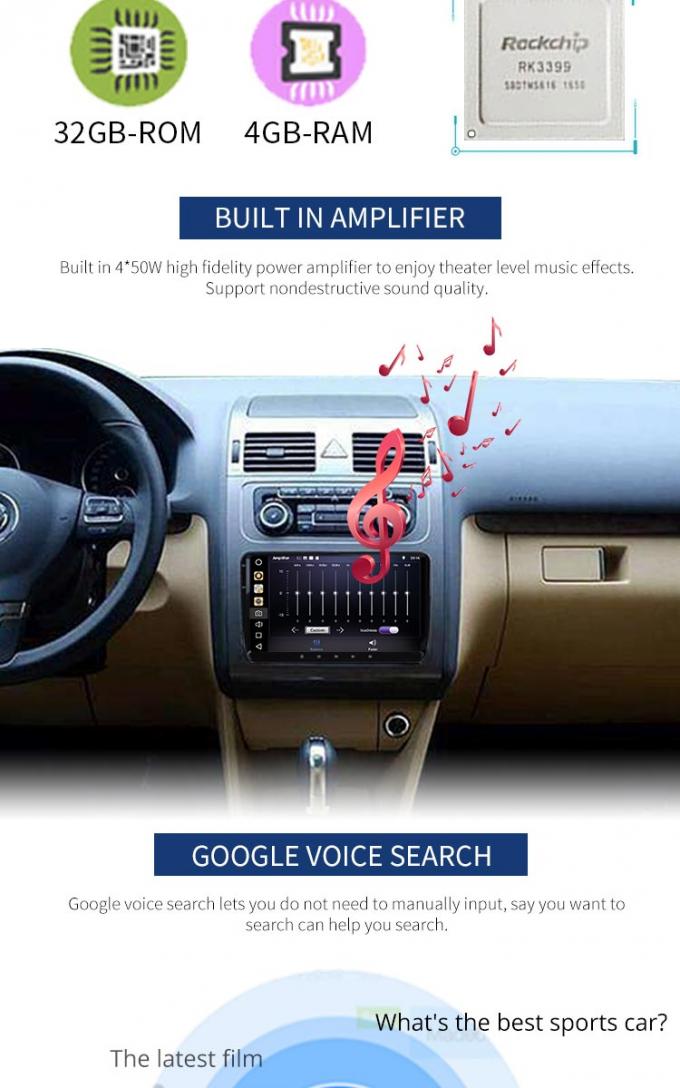 Reproductor de DVD del coche de Android 8,1 para el mapa de GPS 3G WIFI USB de la radio de Volkswagen Canbus