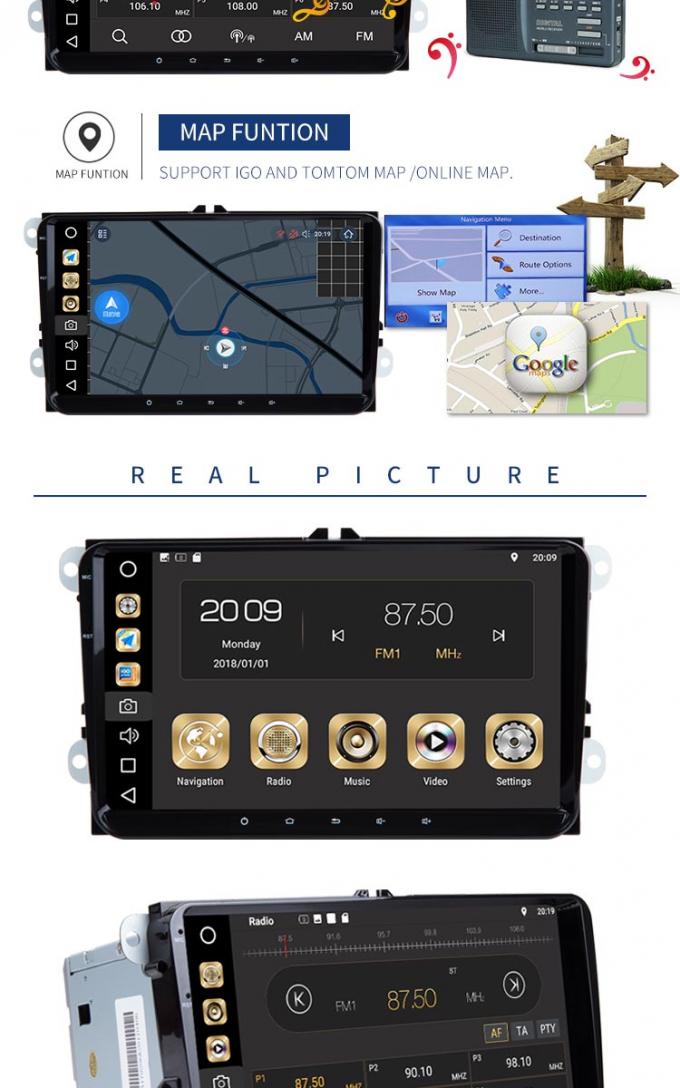 Reproductor de DVD del coche de Android 8,1 para el mapa de GPS 3G WIFI USB de la radio de Volkswagen Canbus
