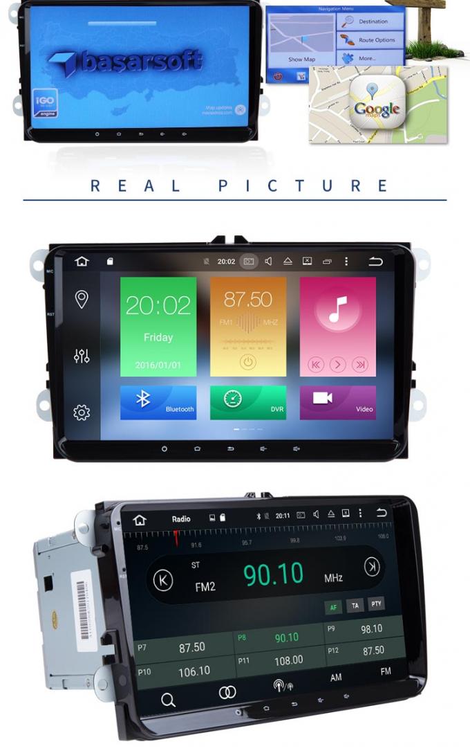 Reproductor de DVD de Android 8,0 B6 Jetta Volkswagen 9" control del volante de la pantalla