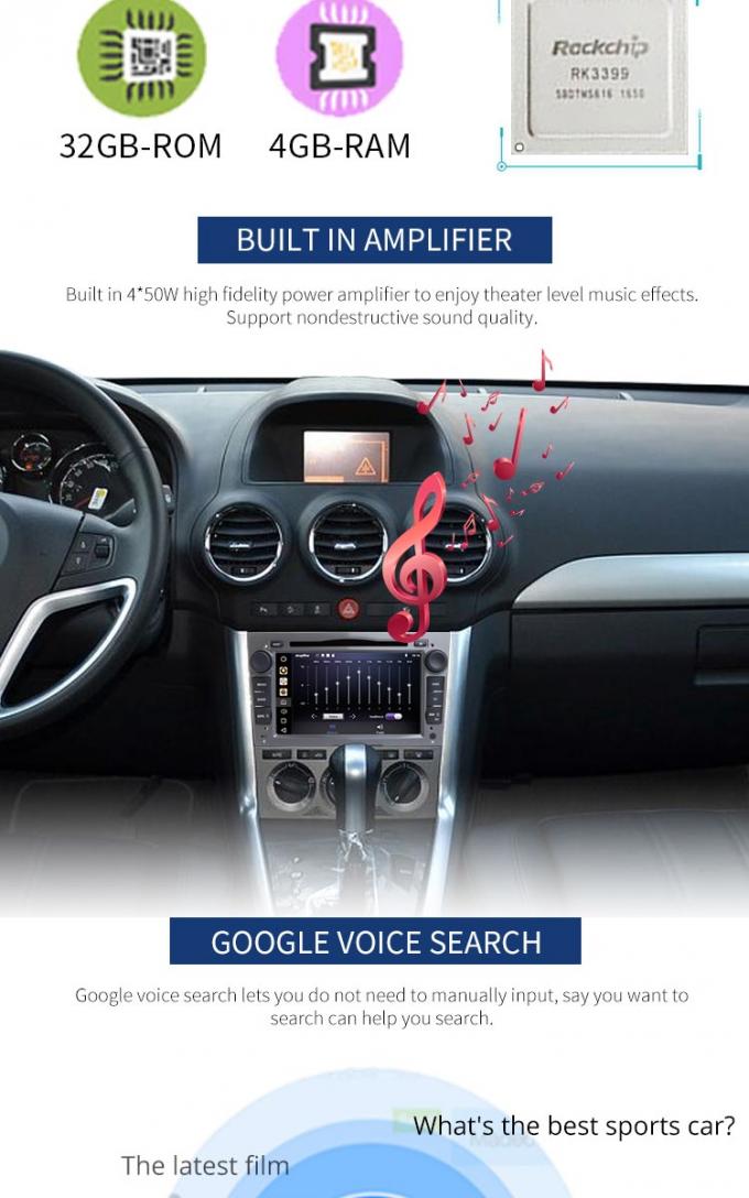 Dinar doble hecho salir HMDI de la radio de coche de Android 8,1 Opel con el marco de plata gris negro