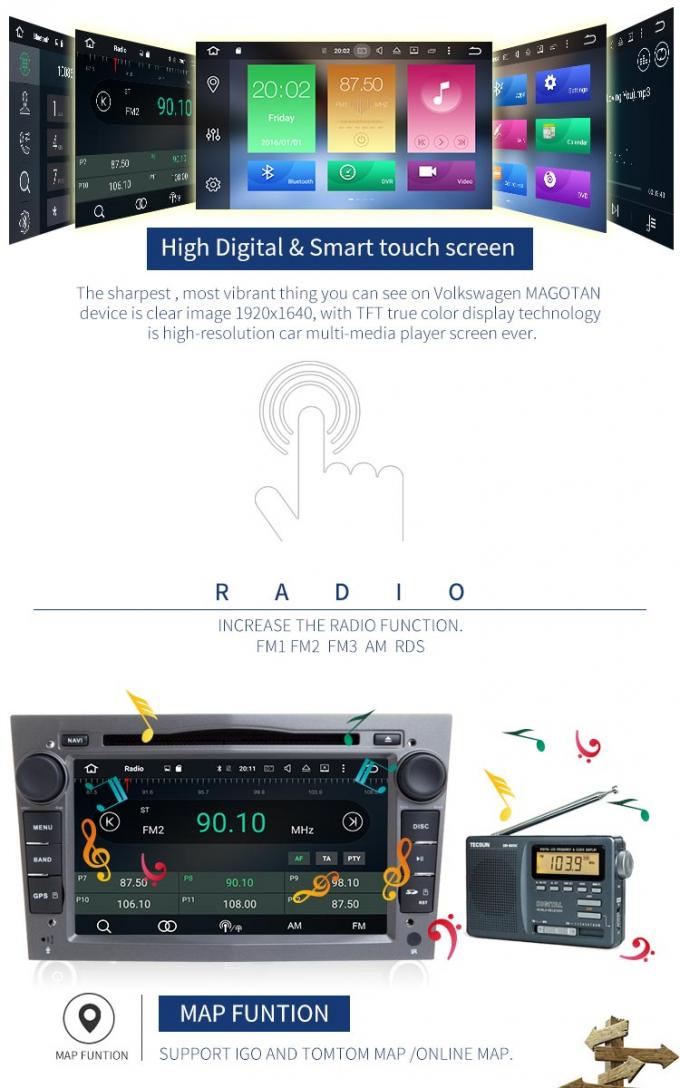 Reproductor de DVD de la radio de coche de Android 8,0 Vectra Opel con el mapa libre de radio del OBD BT