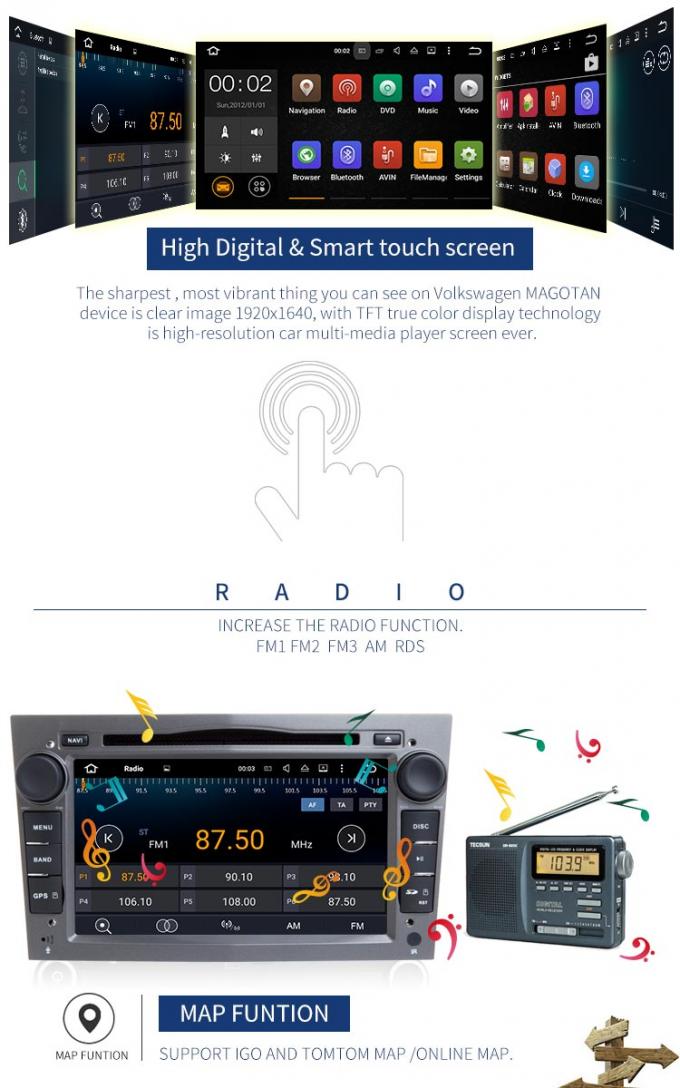 Reproductor de DVD Bluetooth de la radio de coche de Opel de la pantalla táctil de 7 pulgadas apoyado para Zafira Antara