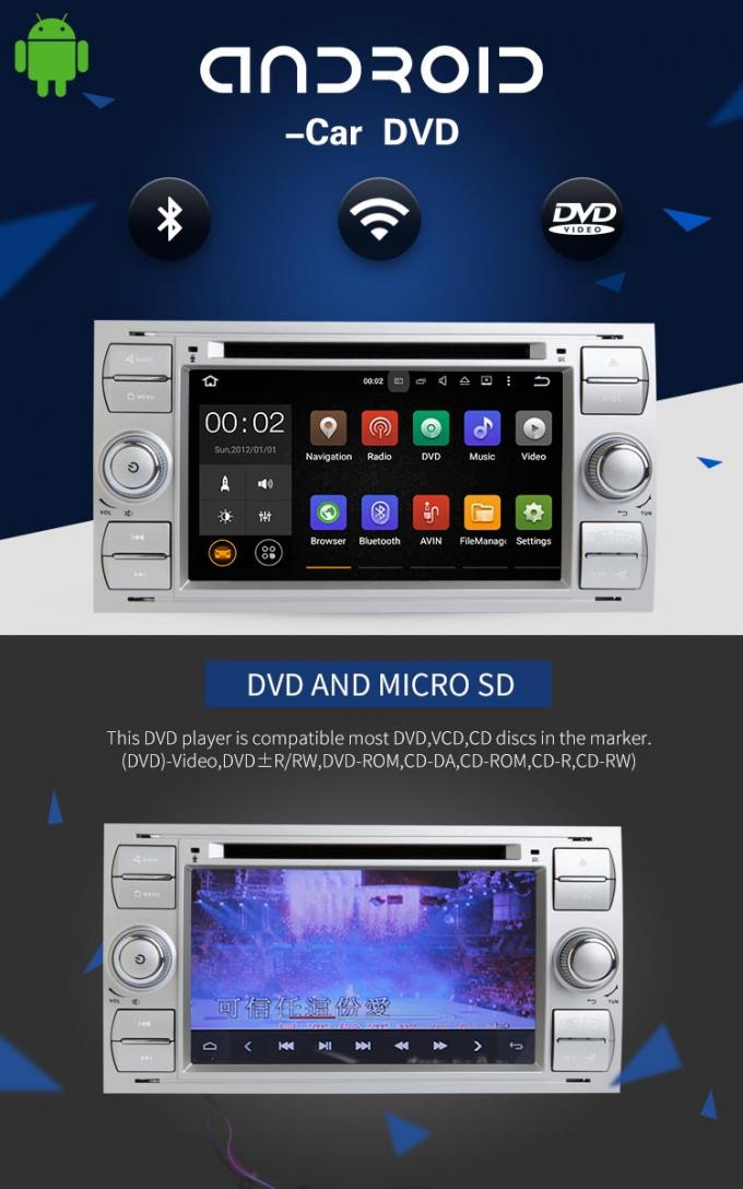 7 ayuda del reproductor de DVD del coche de Android 7,1 Ford de la pulgada multi - lengua y pantalla capacitiva