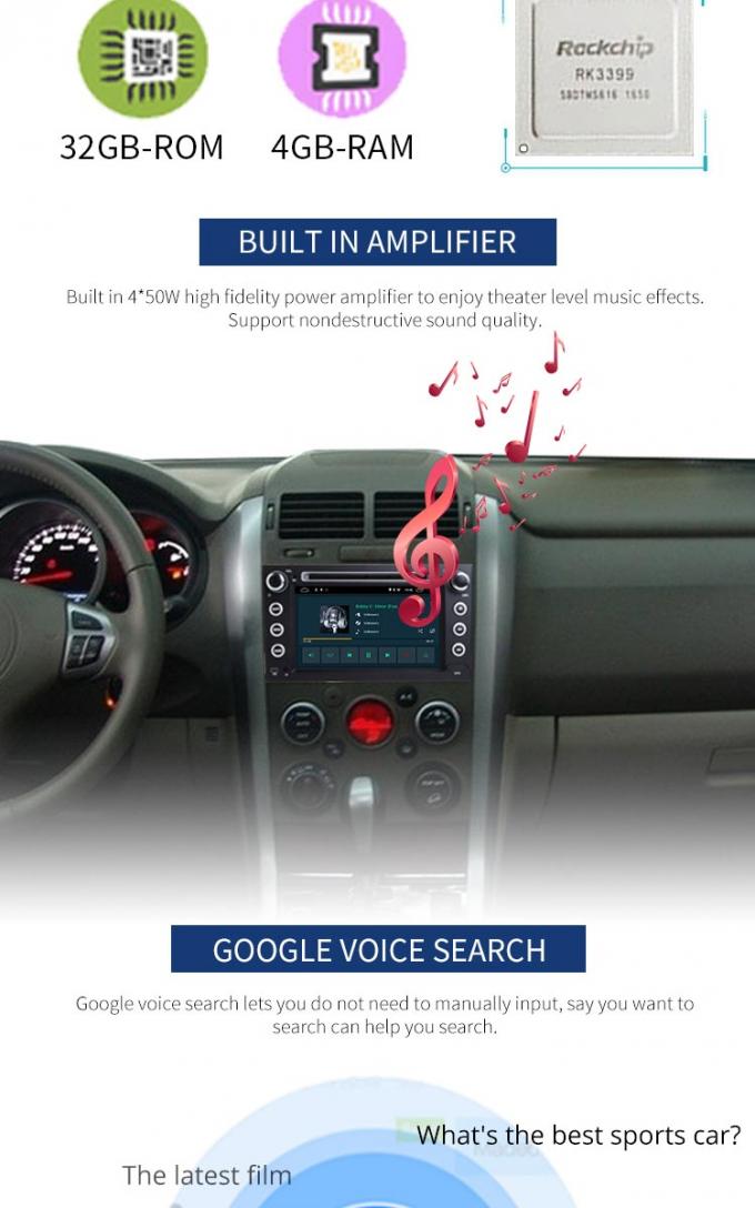 Reproductor de DVD Bluetooth - base permitida del coche de SUZUKI de la navegación GPS de PX6 RK3399 Cortex-A72 ocho
