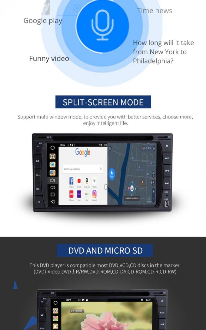 Reproductor de DVD de múltiples puntos del dinar del doble de la pantalla, navegación de los Gps del reproductor de DVD del coche de PX6 8core Android