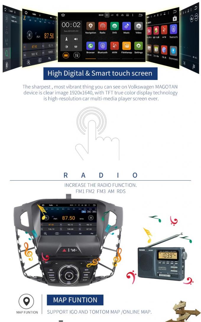 LENGUADO Bluetooth estéreo del RDS del reproductor de DVD del coche de Ford de la pantalla táctil de 8 pulgadas - permitido