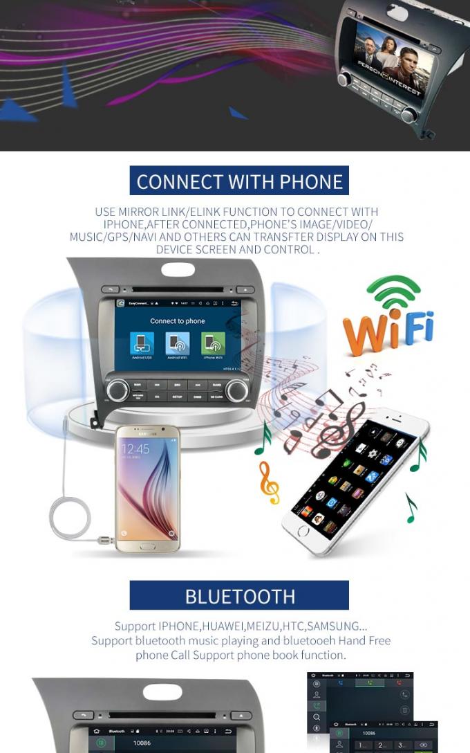 Radio video WiFi LD8.0-5509 AUX. del reproductor de DVD del coche de KIA K3 8,0 Bluetooth Android