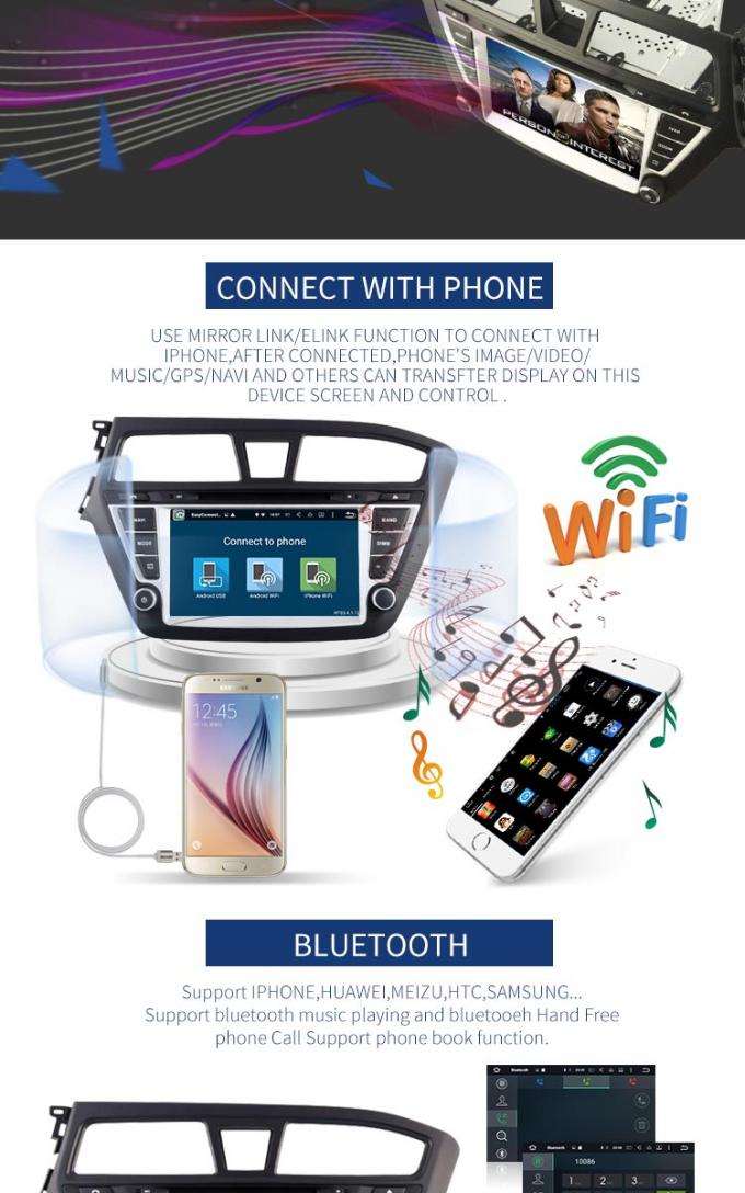 Reproductor de DVD del coche de Android 8,0 Hyundai de la pantalla táctil con el vídeo AUX. de Wifi BT GPS